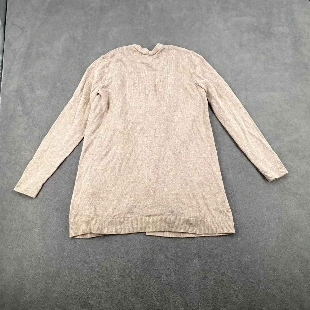 Old Navy Cardigan Sweater Women Medium Beige Cotton Tight Knit Ribbed Open Front